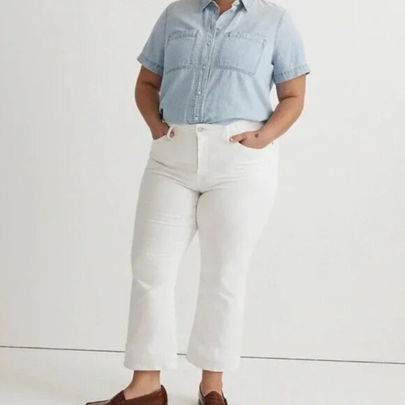 Madewell Mid-rise Kick Out Crop Jeans White 33 - Picture 1 of 16